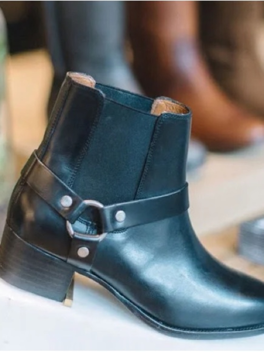 Frye Dara Harness - Black Leather Ankle Harness Booties